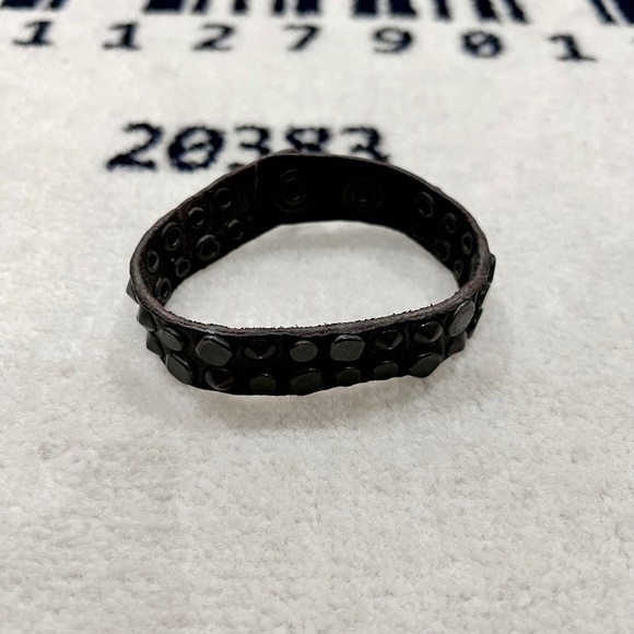 Vintage DIESEL Dark Brown Double Line Studs Button Closure Leather Bracelet - Picture 1 of 8